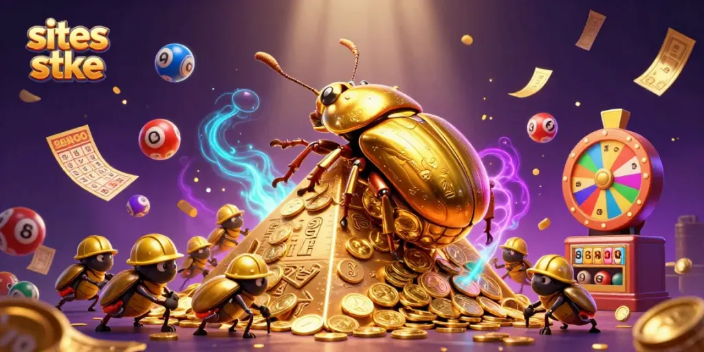 Play dynamic games like sites like stake with vibrant casino elements and golden treasures.