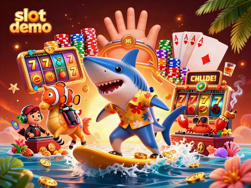 Putar slot demo dengan karakter karikatur 3D, ikan badut kecil, dan DJ kepiting di panggung terumbu karang
