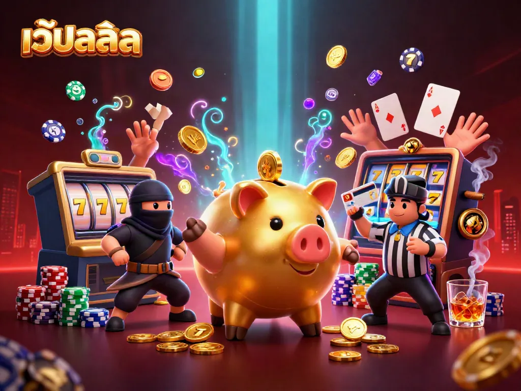 การเล่นเกมเว้ปสล้อตกับสัญลักษณ์สล็อตและเหรียญทองคำที่ตกลง