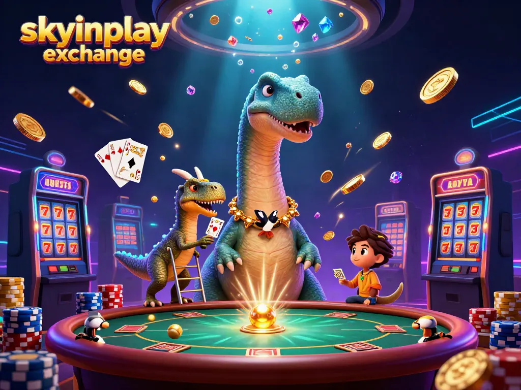 Experience thrilling moments at skyinplay exchange with a lively 3D cartoon casino scene.