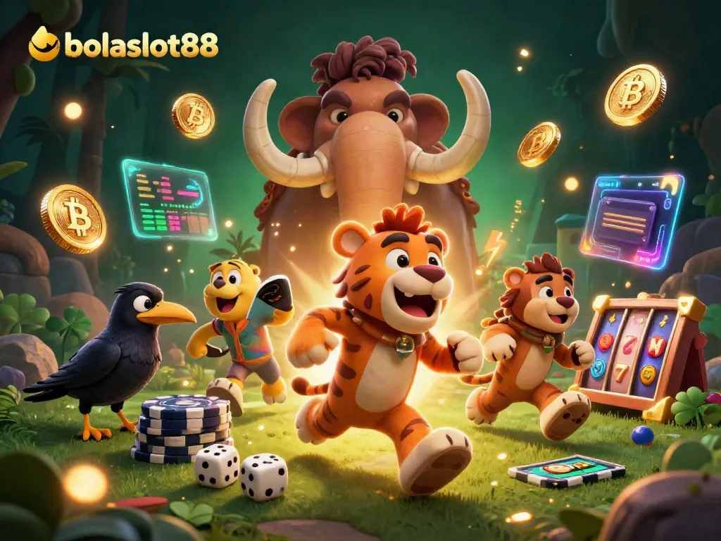 Experience thrilling gameplay with bolaslot88, where a caveman and sabertooth tiger run a vibrant prehistoric casino.