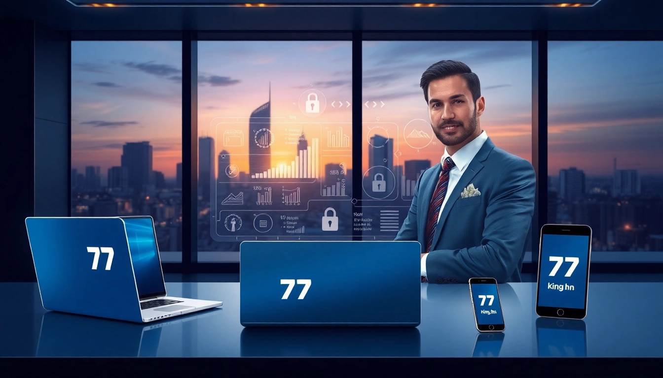 Modern financial workspace with digital security and online betting focus, 79king hn