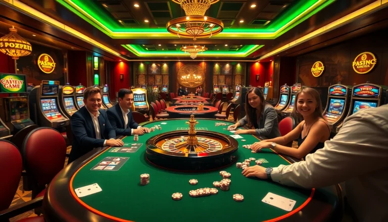 Exciting gambling action at S8 casino tables with vibrant colors and engaging players.