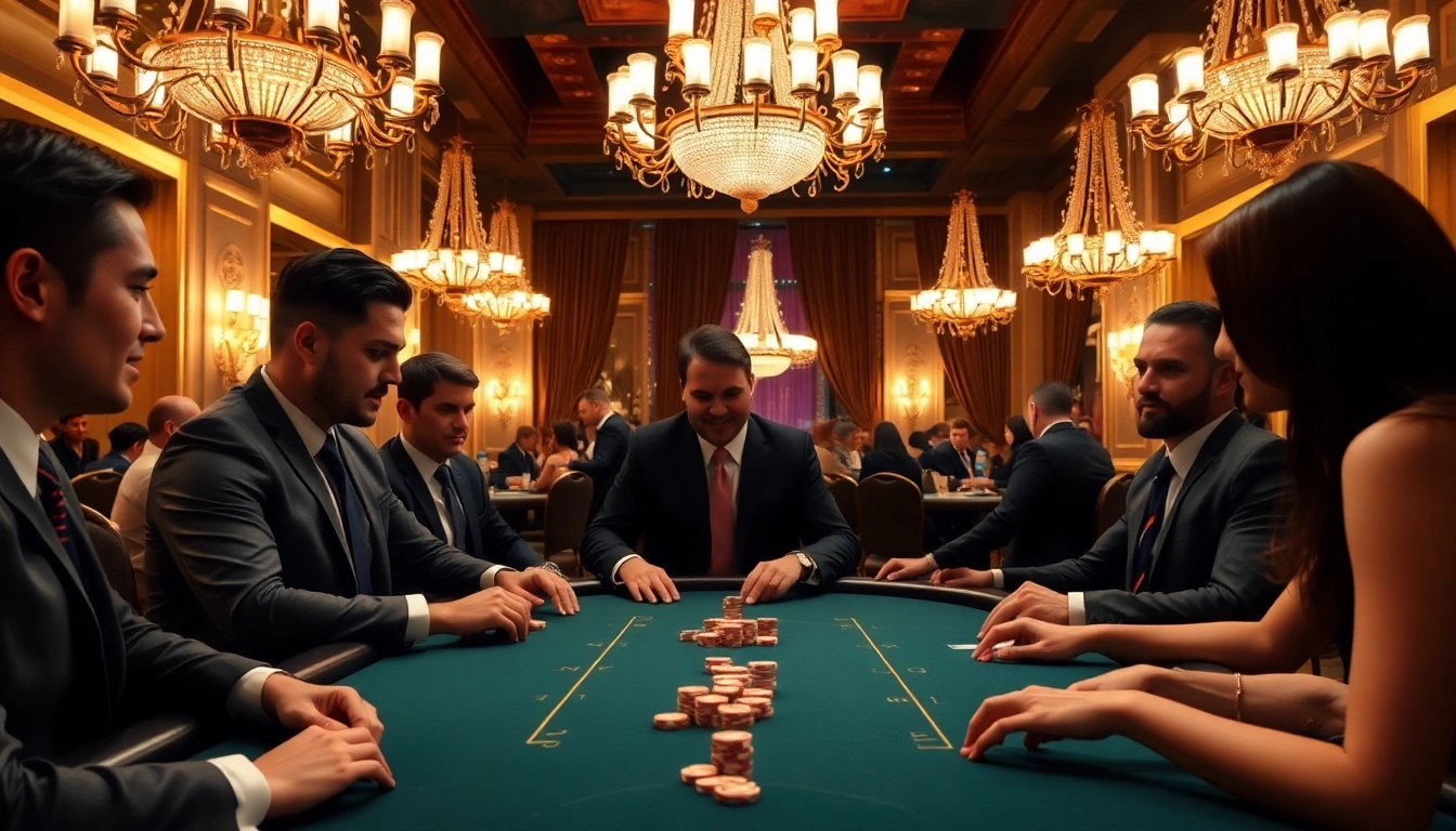 Experience high-stakes poker at https://m88zo.com/ with chips and cards in a luxury casino.
