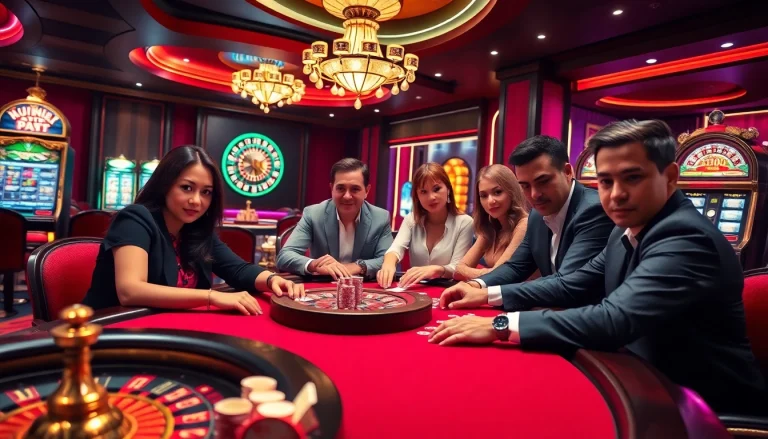 High-stakes poker action at a luxurious casino, showcasing Hello88's thrilling gambling environment.