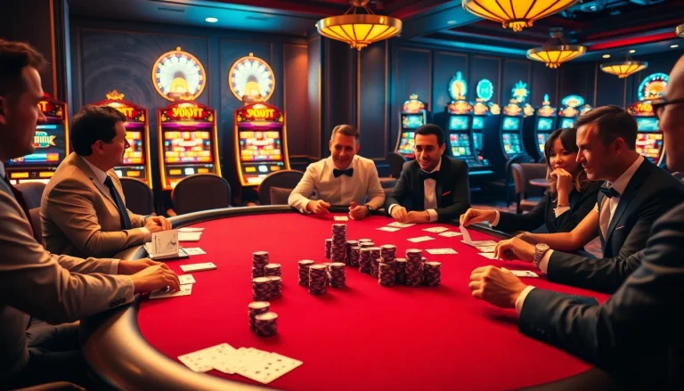 Terlibat dalam aksi mendebarkan di sebuah kasino yang menampilkan meja poker yang hidup berinspirasi dari https://kingarthurcafe.com/menu, dikelilingi oleh para pemain yang bersemangat.