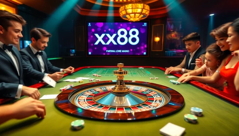 Players experiencing the excitement of xx88 casino gaming with vibrant roulette and casino elements.