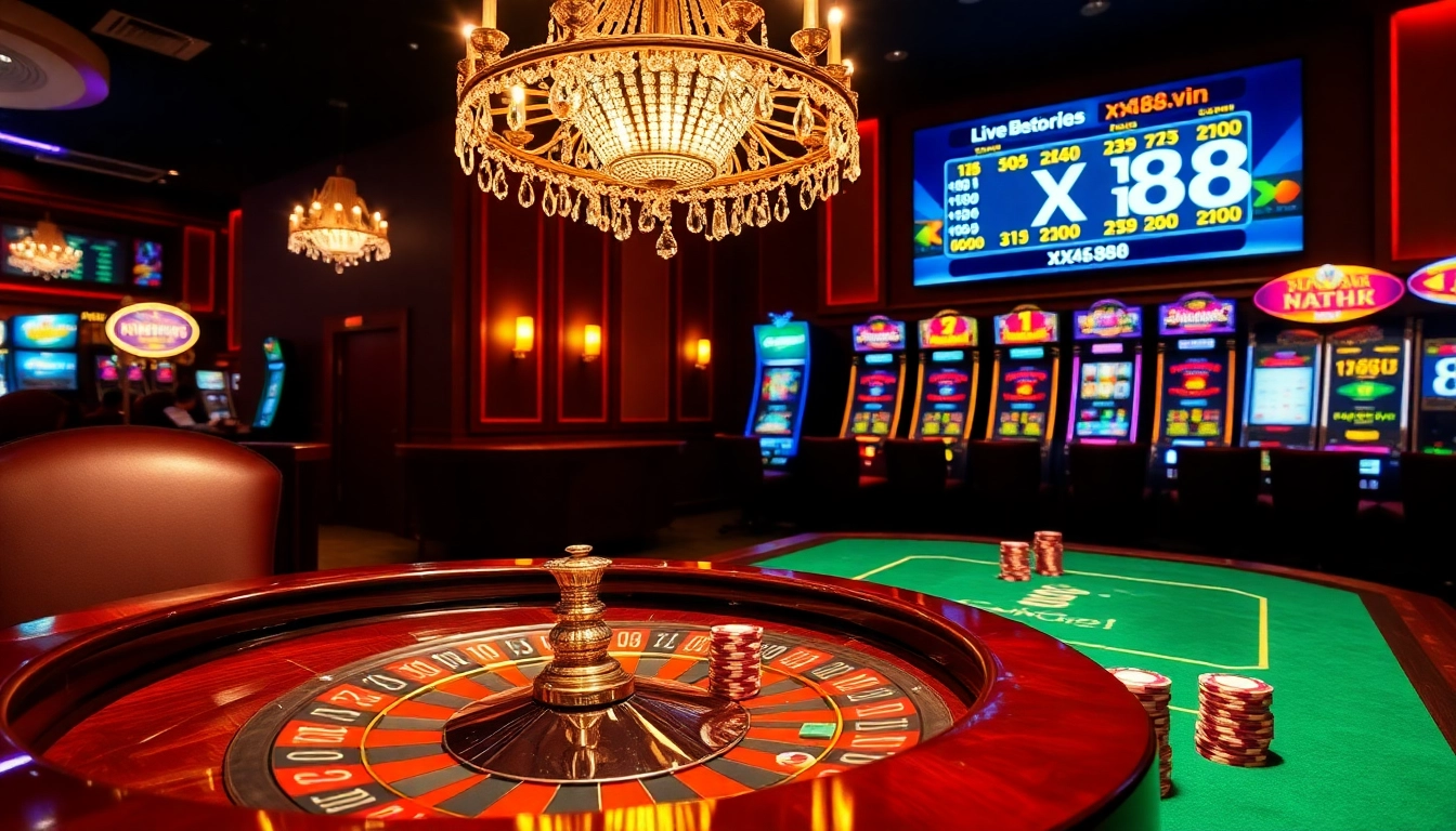 Engaging roulette scene with vibrant poker chips linked to https://xx88.vin/ showcasing thrilling gambling action.