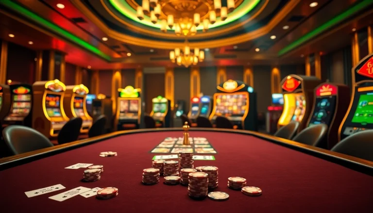 Experience the excitement of win55 with vibrant casino tables and thrilling online gambling visuals.