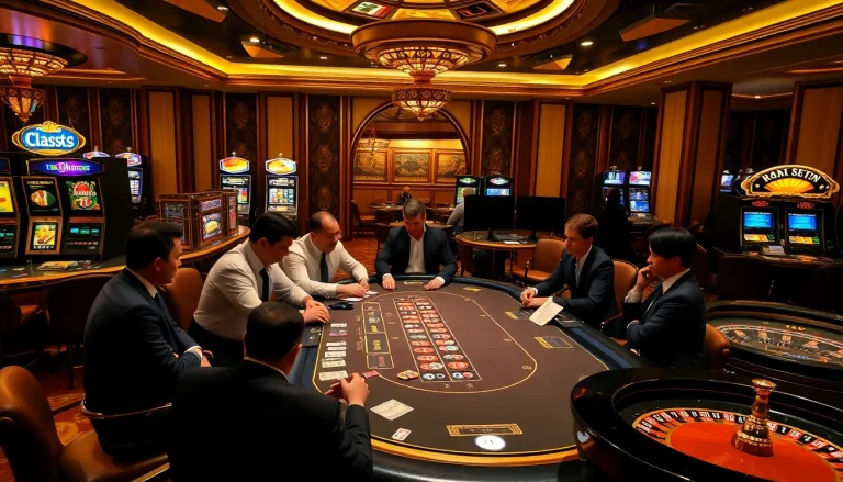 Engaging gameplay scene at https://xx88casino.com with poker players at a luxurious table.