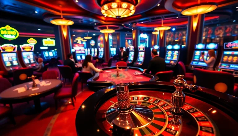 Experience thrilling gameplay at https://789win.associates/ with a luxurious casino poker set-up and roulette wheel.