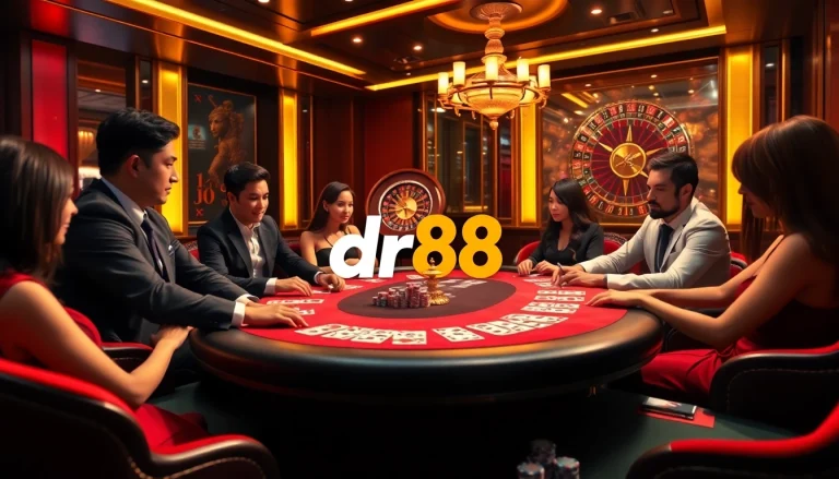 Experience thrilling gameplay at nhà cái dr88 with colorful casino chips and gaming tables.