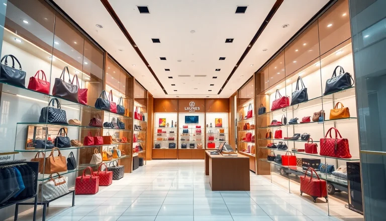 레플리카쇼핑몰에 다양한 명품 레플리카가 진열된 매력적인 쇼윈도우 전경