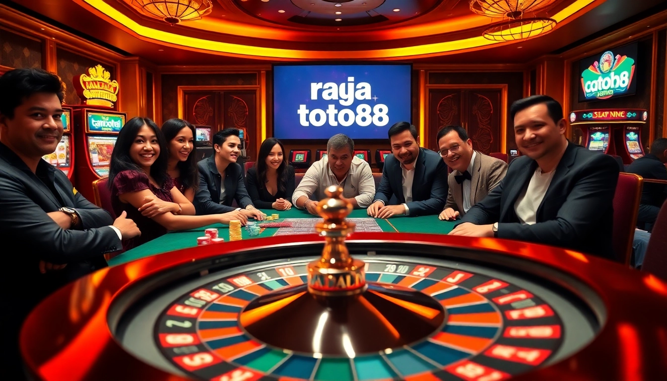 Experience high-stakes excitement with raja toto88 in a luxurious casino setting featuring vibrant games.