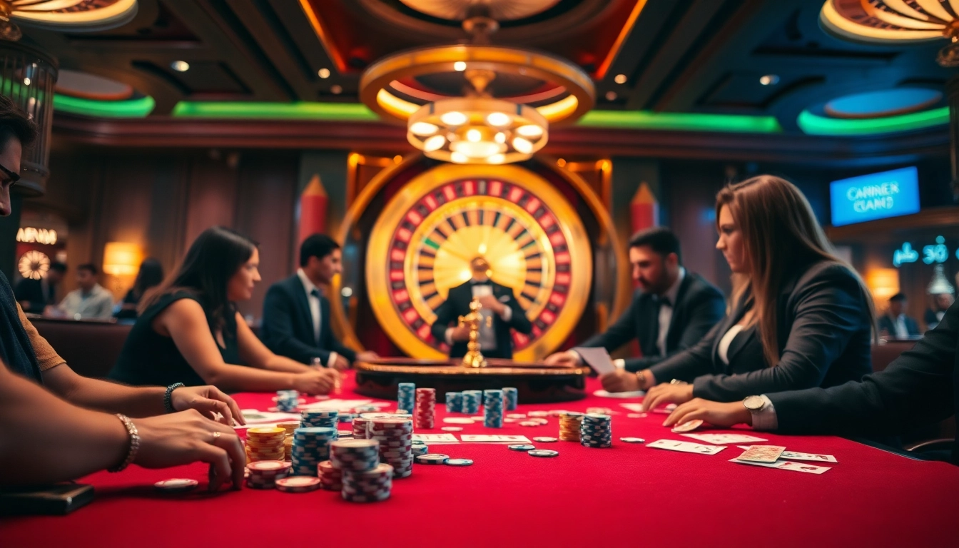 Exciting poker action at M88 casino with vibrant chips and cards on the table.