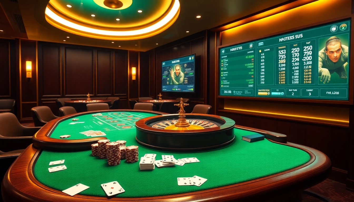 Experience the thrill of Jun88 with a vibrant casino scene featuring poker chips, cards, and a roulette wheel.