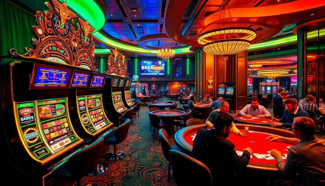 Engage in thrilling gameplay at qqmacan with vibrant slot machines and upscale casino tables.