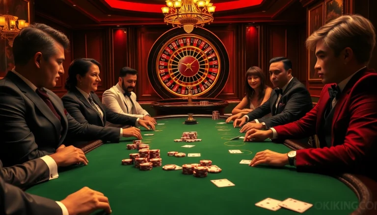Experience thrilling poker action at okking com's luxurious casino settings.
