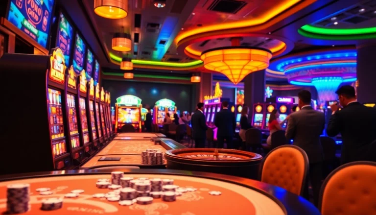 Experience thrilling gaming moments at QQMACAN’s vibrant slot machines and casino tables.
