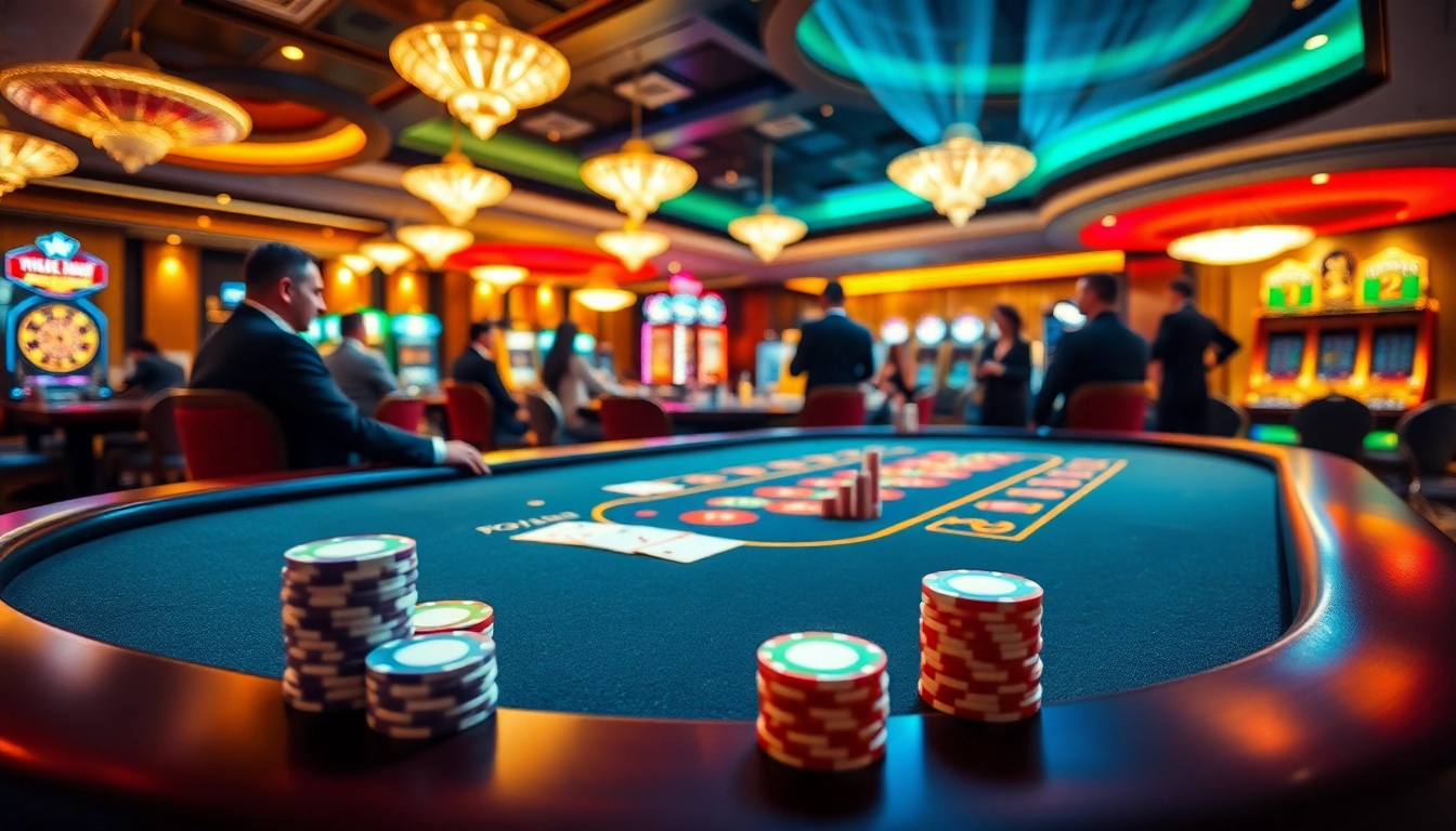 The poker table at https://mb668.co/ showcases vibrant chips and excited players enjoying thrilling gambling.