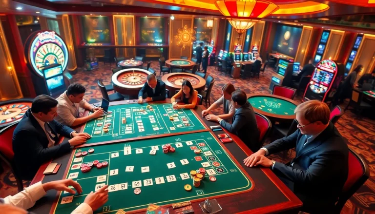 הנאה מרמיקוב אונליין עם שחקנים המתכננים אסטרטגיה סביב שולחנות קזינו, מוקפים בצ'יפים.