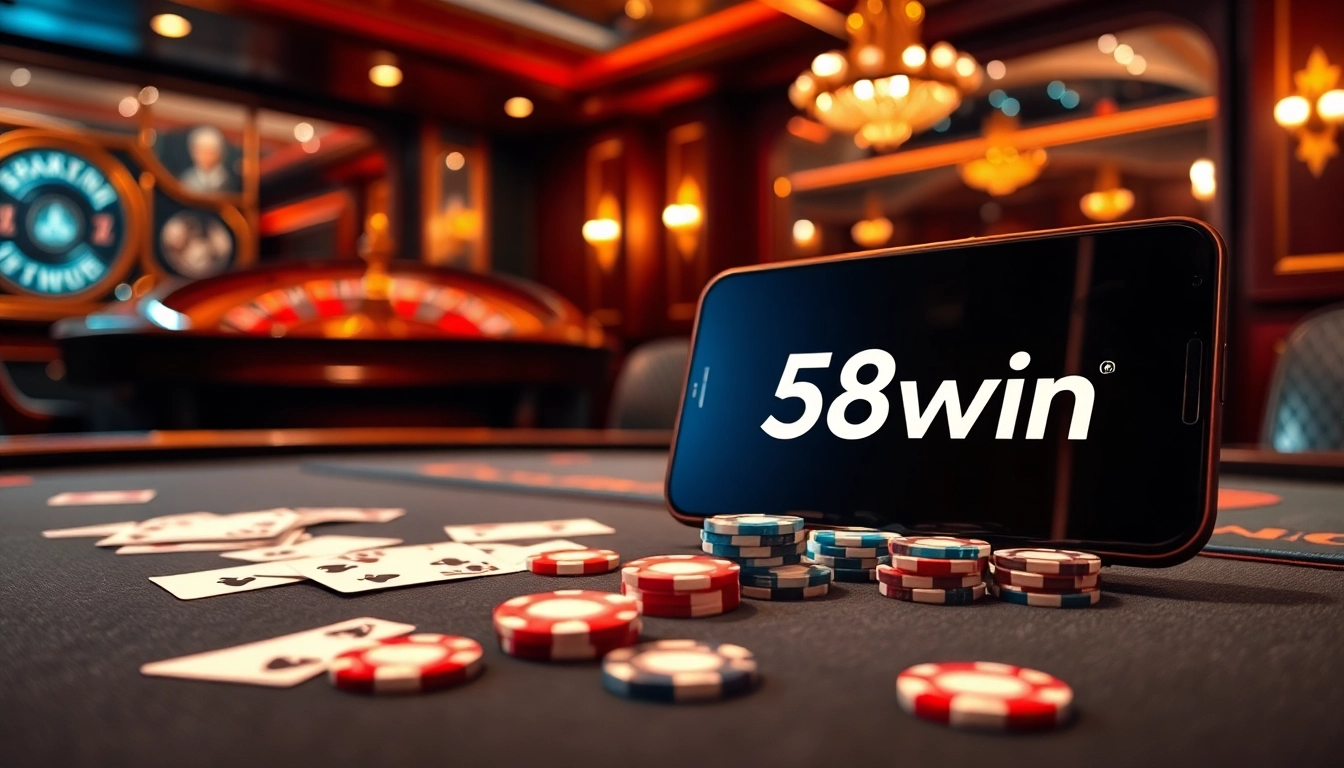 High-stakes poker players enjoying the excitement of 58win casino experience.