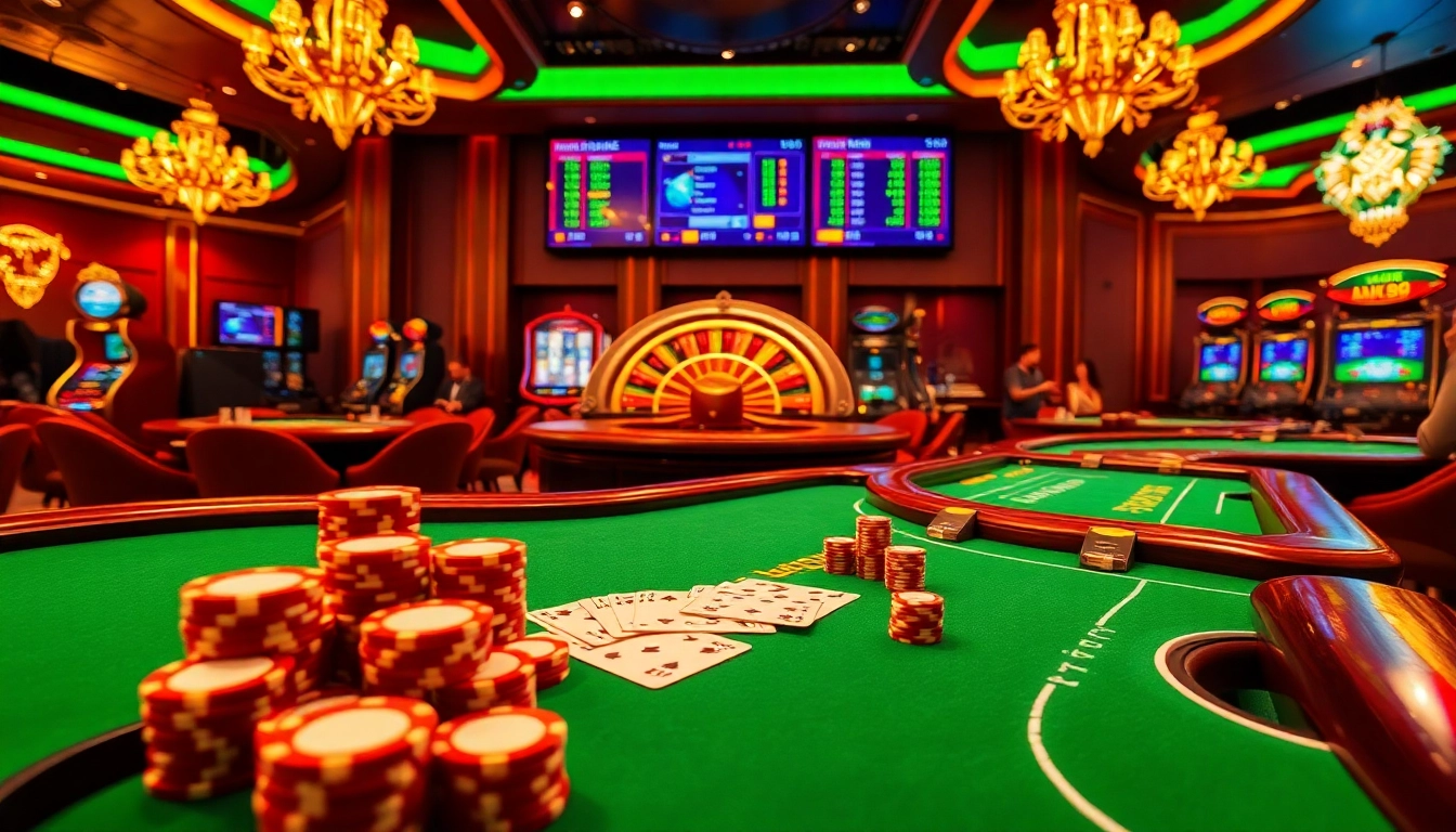 Man88 offers a thrilling online gambling experience with vibrant casino tables and engaged players.