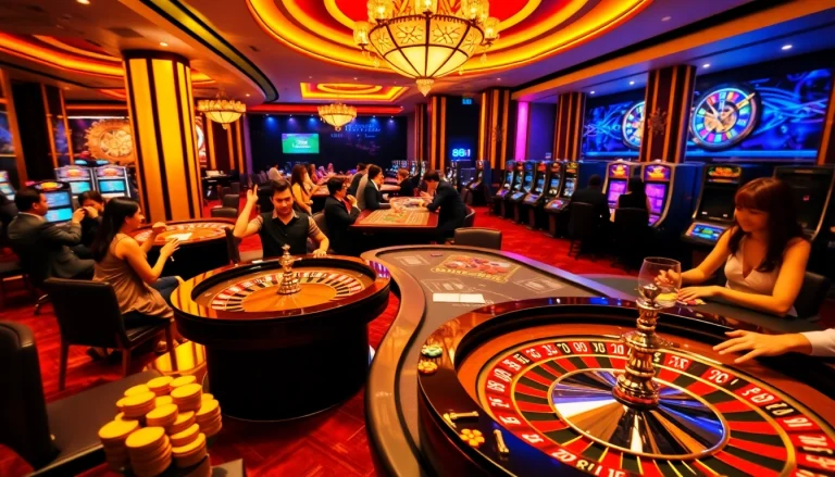 Players engaged in thrilling games at 88i casino, showcasing excitement and luxury in online gambling.
