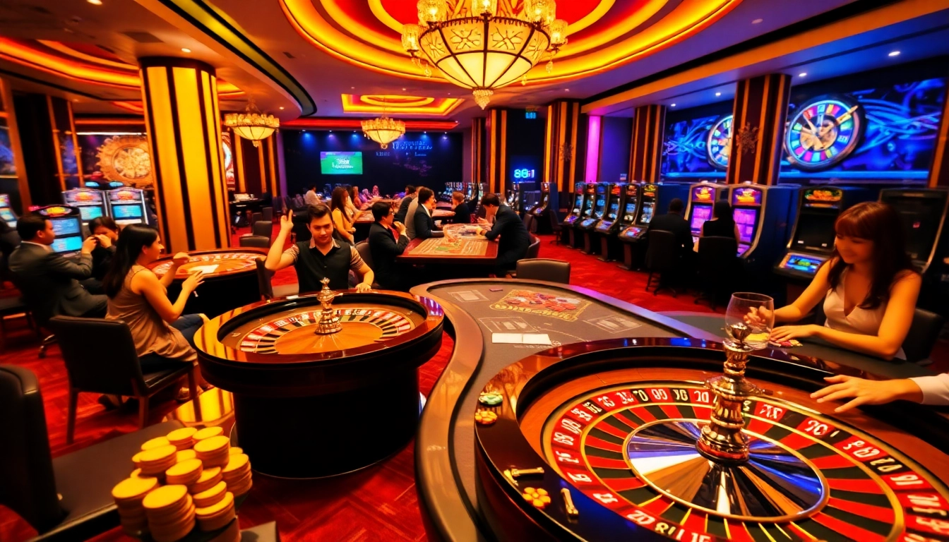 Players engaged in thrilling games at 88i casino, showcasing excitement and luxury in online gambling.