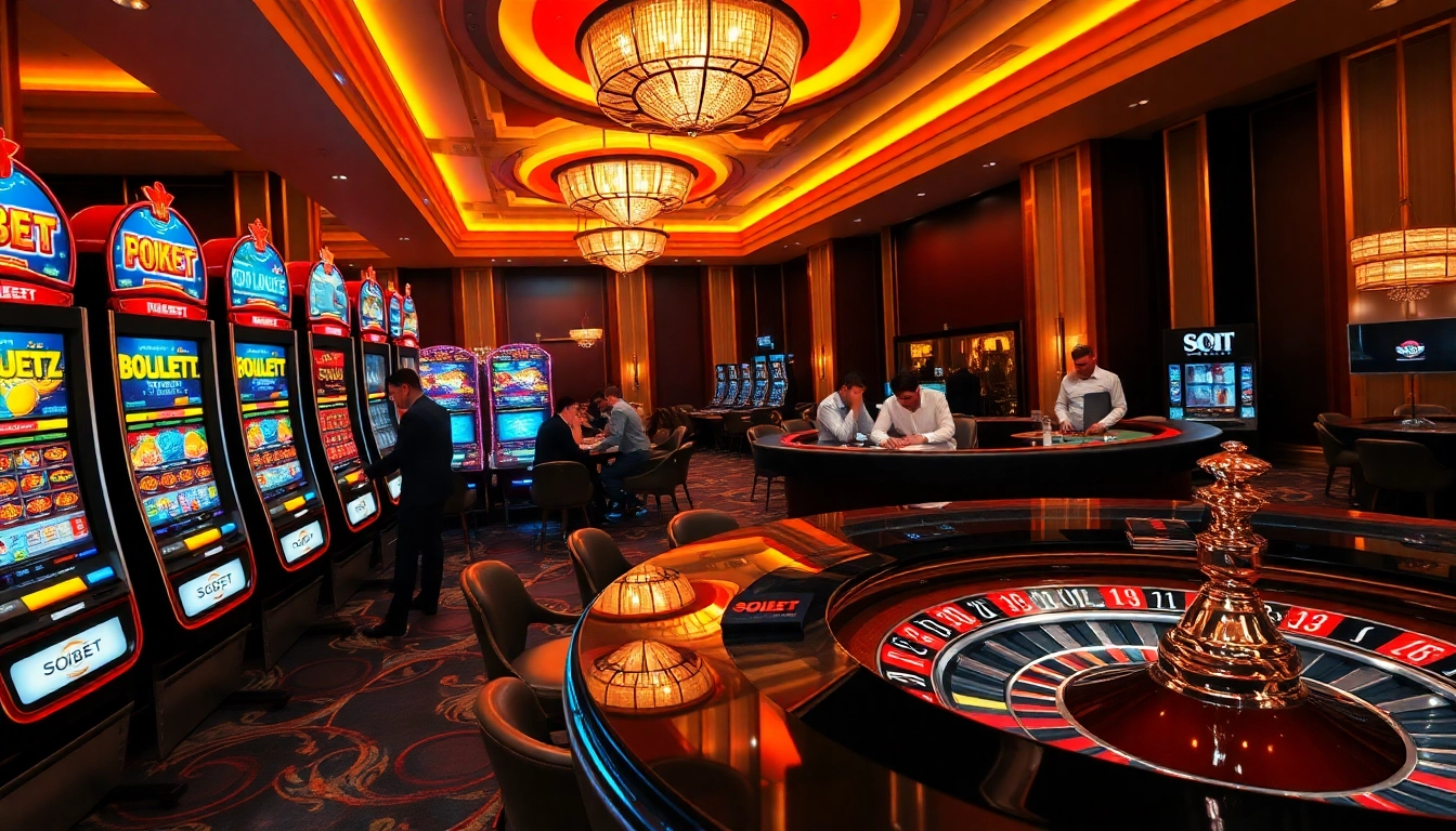 Engage with dynamic gaming experiences at SOIBET's vibrant casino floor filled with excitement and luxury.
