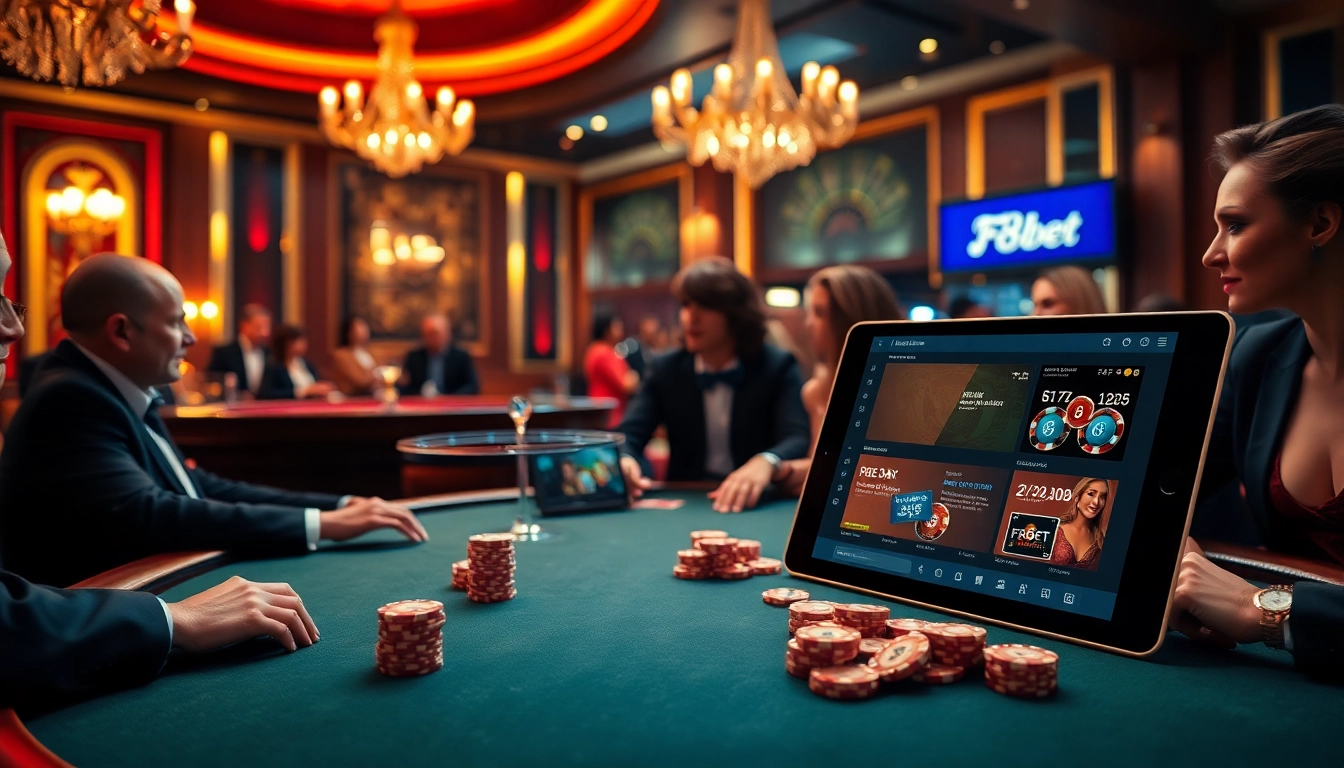 Experience high-stakes gaming with F8bet at a vibrant casino table, showcasing luxury and excitement.