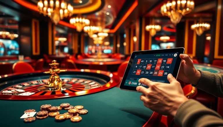 Experience the thrill of gaming at ZX88 casino with vibrant tables, cards, and excited players.