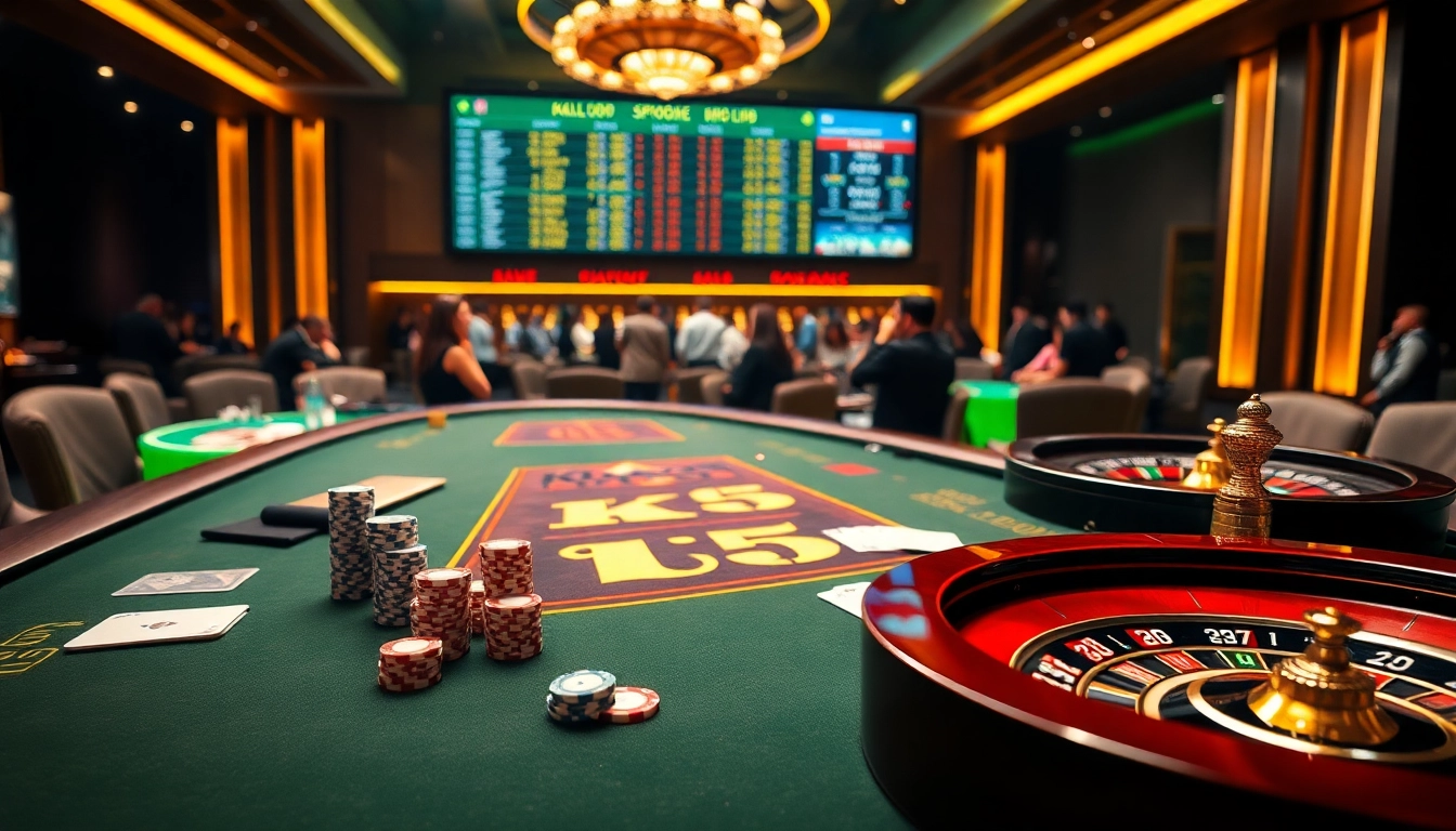 Experience the excitement of KK55 at a luxurious casino table with vibrant betting elements.