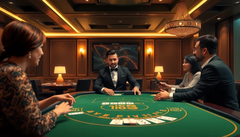 에볼루션 카지노에서 라이브 디러가 카드 게임을 진행하는 모습