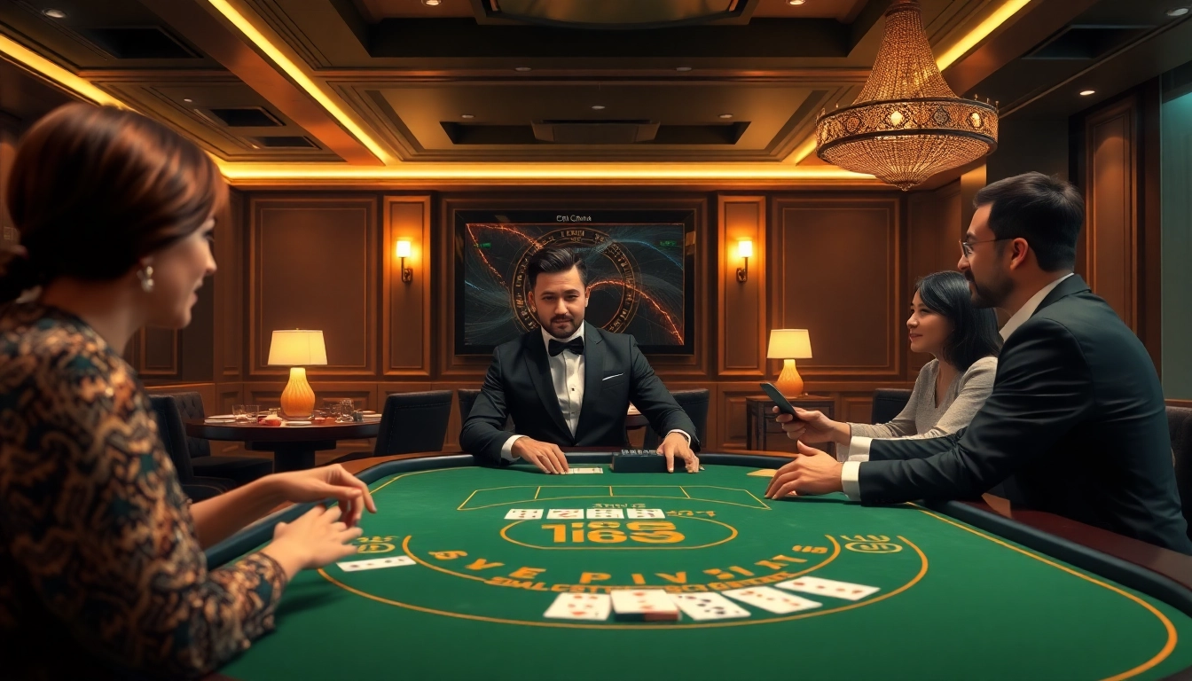 에볼루션 카지노에서 라이브 디러가 카드 게임을 진행하는 모습