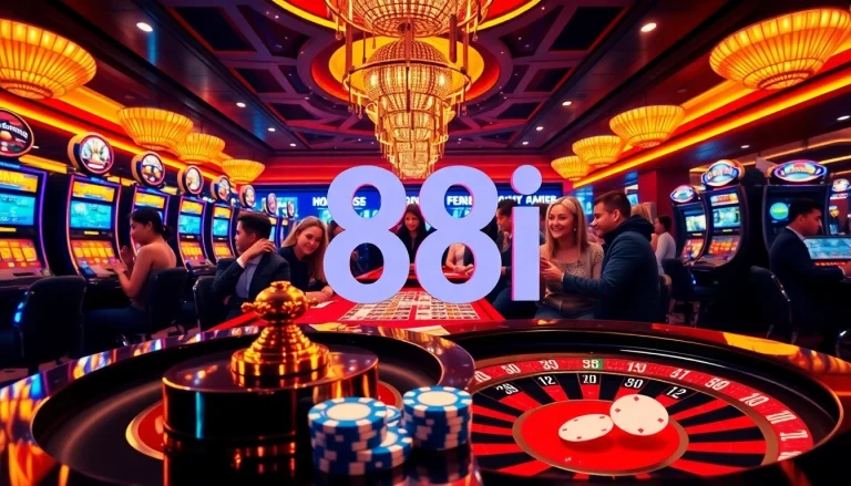 Gambling excitement at 88i casino with colorful roulette and poker chips on display.