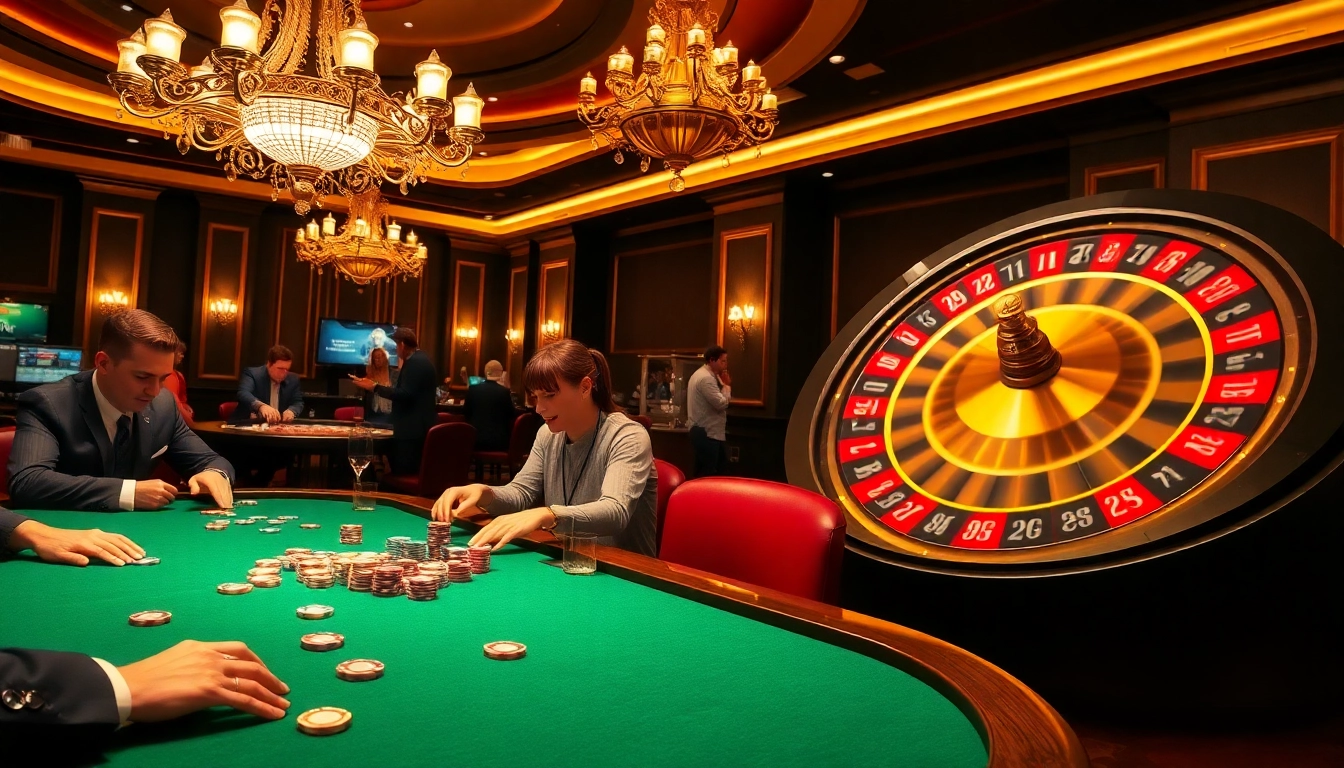 Experience thrilling gameplay at a vvjl casino table with colorful poker chips and an intense atmosphere.