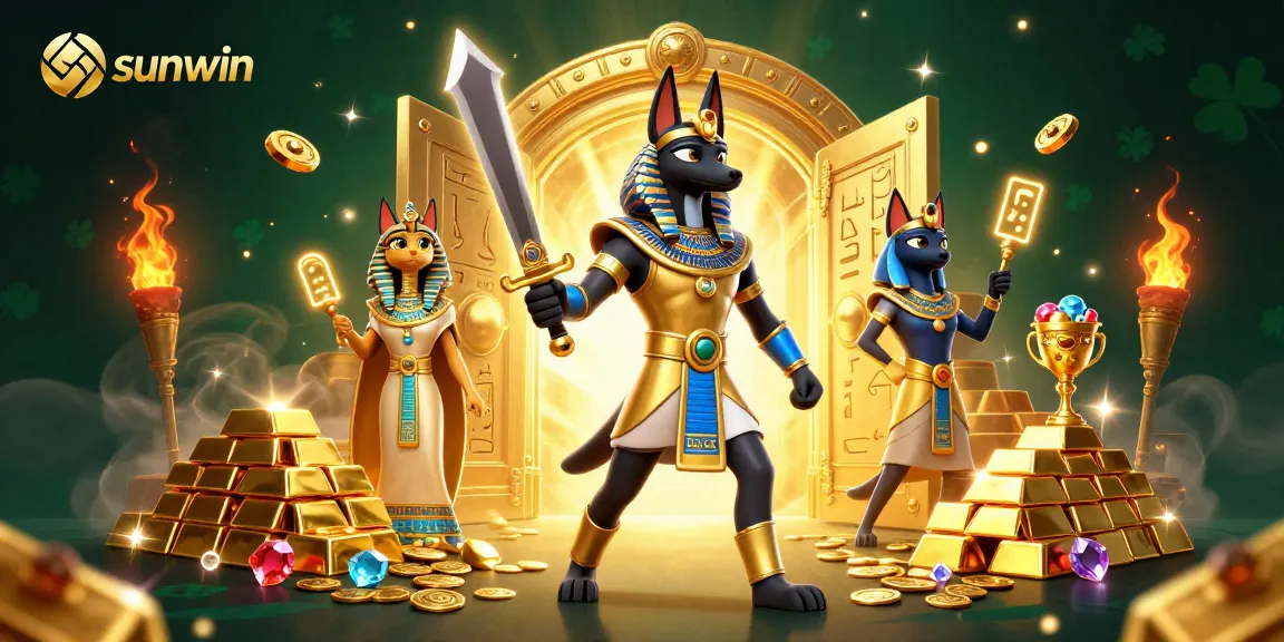 Experience the captivating thrill of sunwin with a treasure-filled casino adventure featuring Anubis and Bastet.
