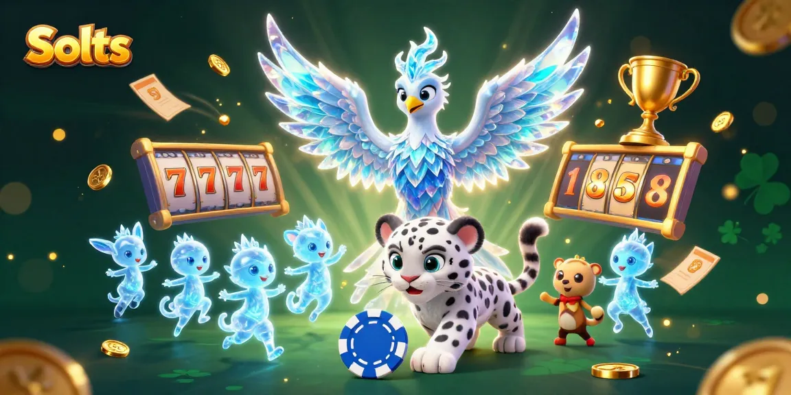 Engage with Slots in a dynamic casino scene featuring a legendary ice phoenix and sparkling elements.