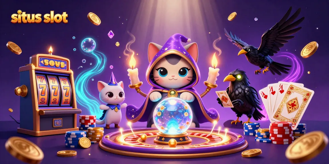 Permainan situs slot dengan kucing mistis, burung gagak, dan elemen kasino yang menakjubkan.